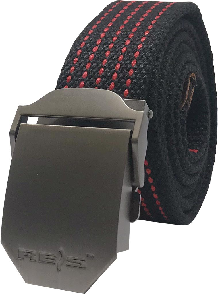 PASEK REIS BELT-STRIP; CZARNO-CZERWONY