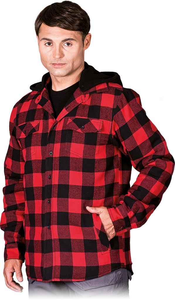 KOSZULA OCHRONNA OCIEPLANA REIS KFWINHOOD; CZERWONO-CZARNY (XXXL)
