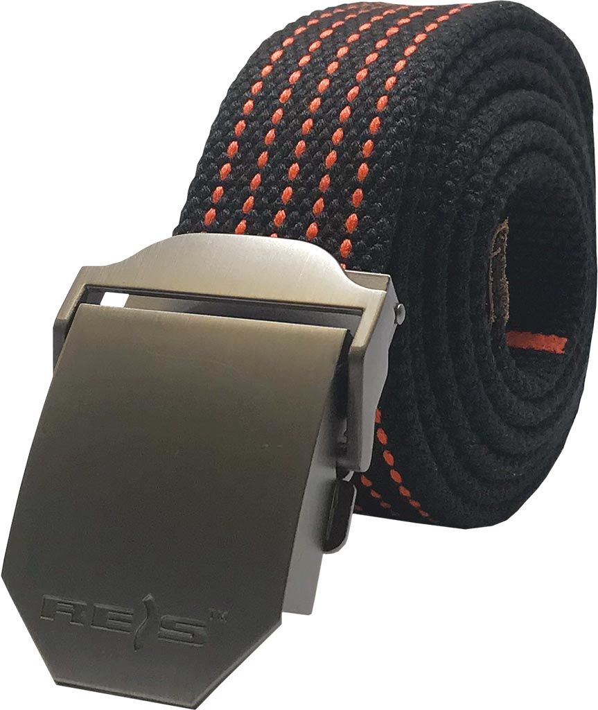 PASEK REIS BELT-STRIP; CZARNO-POMARAŃCZOWY