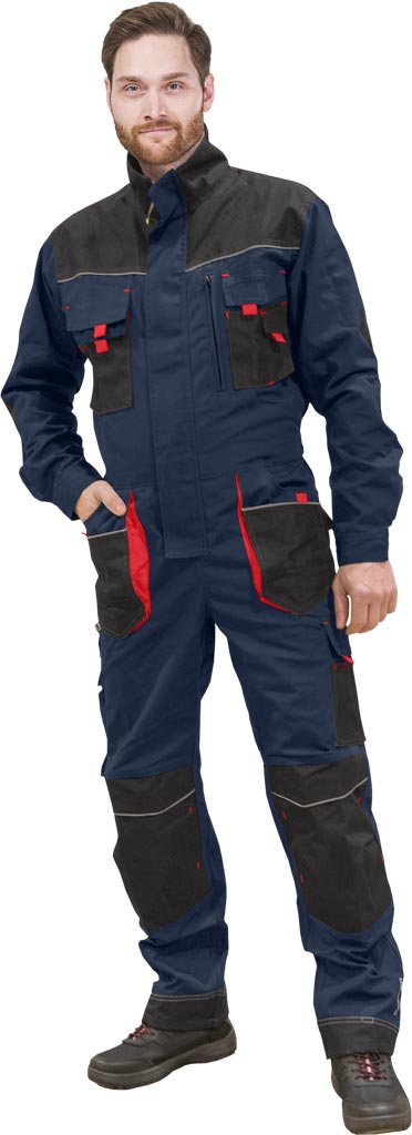 KOMBINEZON OCHRONNY LHOLLMAN LH-FMN-O; GRANATOWO-CZARNO-CZERWONY (48)