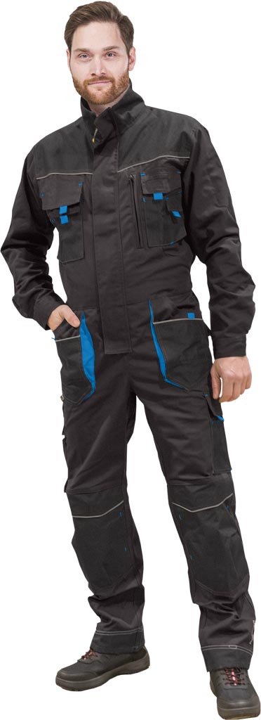 KOMBINEZON OCHRONNY LHOLLMAN LH-FMN-O; STALOWO-CZARNO-NIEBIESKI (50)