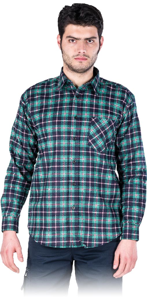 KOSZULA FLANELOWA OCHRONNA REIS KF-; ZIELONO-GRANATOWO-BIAŁO-CZERWONY (XL)