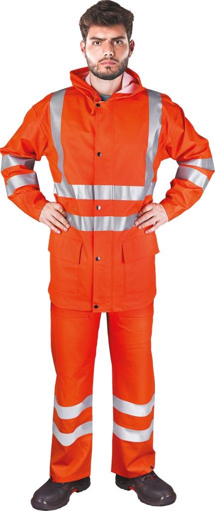 KOMPLET OCHRONNY PRZECIWDESZCZOWY REIS KPLPUFLUO; POMARAŃCZOWY (XXXL)