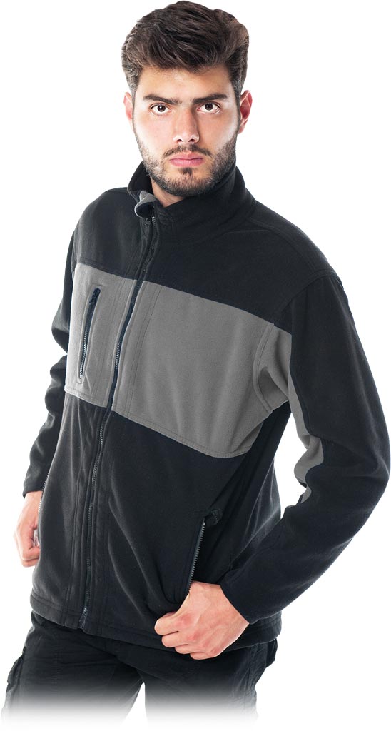 BLUZA Z POLARU OCHRONNA REIS POLAR-DOBLE; SZARO-CZARNY (M)