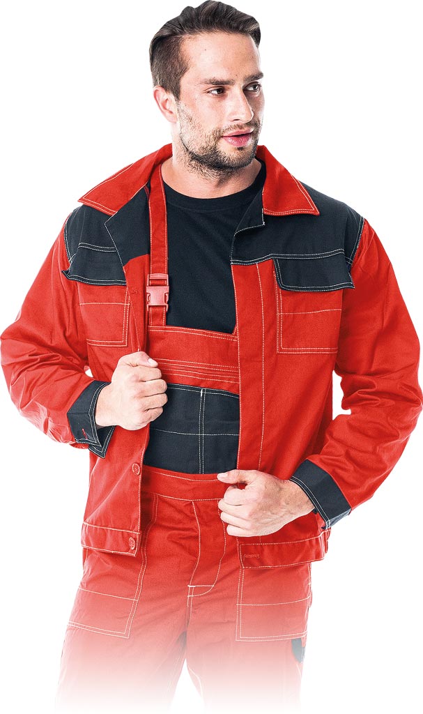 BLUZA OCHRONNA REIS MMB; CZERWONO-CZARNY (M)