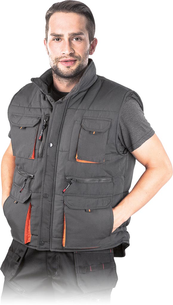 BEZRĘKAWNIK OCHRONNY OCIEPLANY REIS KORMORAN2; SZARO-POMARAŃCZOWY (XL)