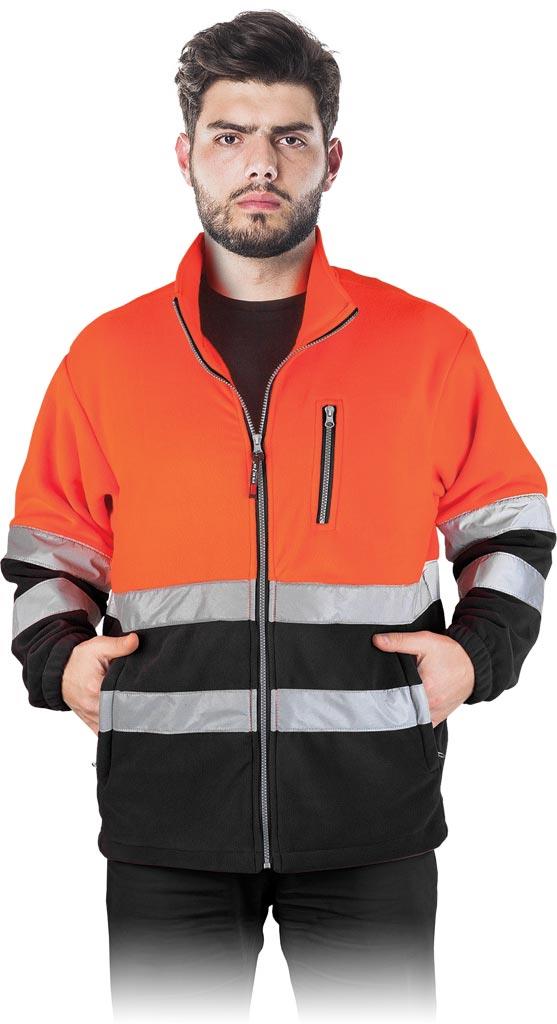 BLUZA OCHRONNA Z POLARU REIS POLSTRIP; POMARAŃCZOWO-CZARNY (XL)