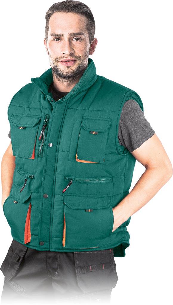 BEZRĘKAWNIK OCHRONNY OCIEPLANY REIS KORMORAN2; ZIELONO-POMARAŃCZOWY (XL)