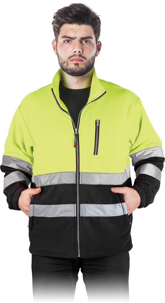 BLUZA OCHRONNA Z POLARU REIS POLSTRIP; ŻÓŁTO-CZARNY (M)
