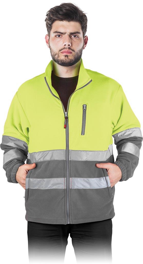 BLUZA OCHRONNA Z POLARU REIS POLSTRIP; ŻÓŁTO-SZARY (M)