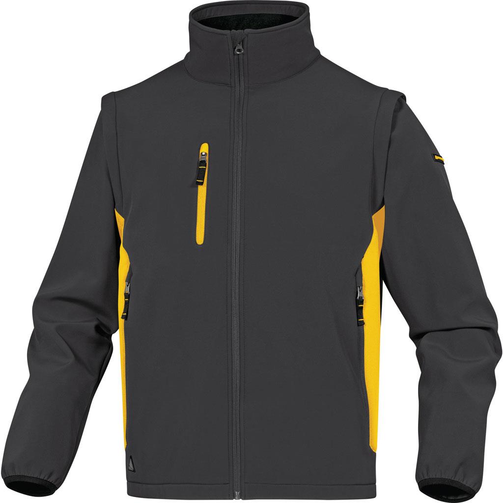 DELTA PLUS MYSEN2 BLUZA Z TKANINY SOFTSHELL Z POLIESTRU (96%) I ELASTANU (4%), ODPINANE RĘKAWY; SZARO-ŻÓŁTY
