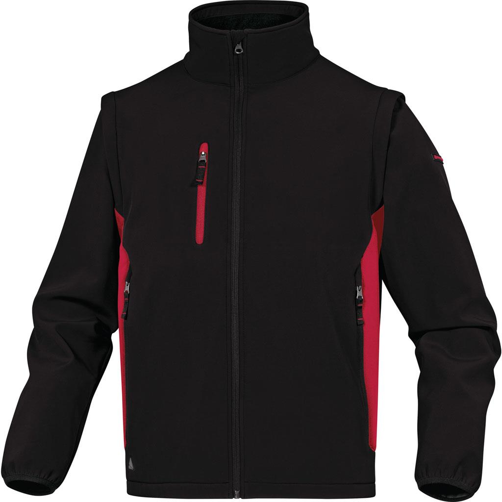 DELTA PLUS MYSEN2 BLUZA Z TKANINY SOFTSHELL Z POLIESTRU (96%) I ELASTANU (4%), ODPINANE RĘKAWY; CZARNO-CZERWONY