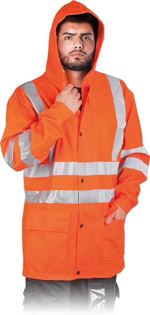 KURTKA OCHRONNA PRZECIWDESZCZOWA REIS KPDPUFLUO; POMARAŃCZOWY (XL)