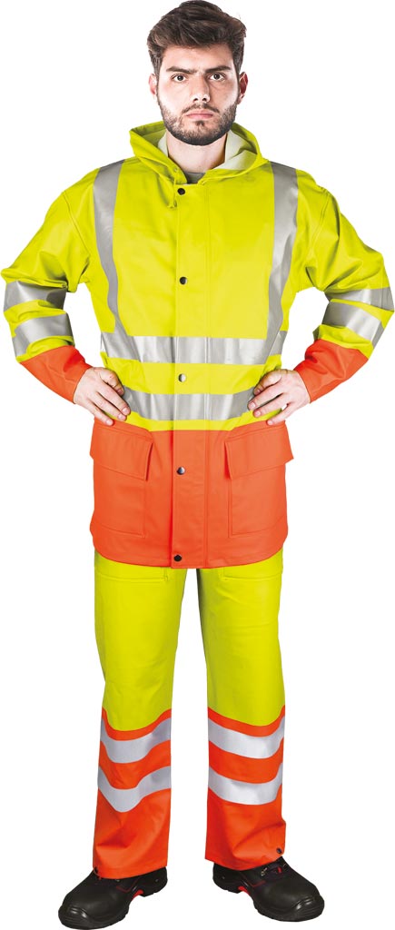 KOMPLET OCHRONNY PRZECIWDESZCZOWY REIS KPLPUFLUO; ŻÓŁTO-POMARAŃCZOWY (XXXL)