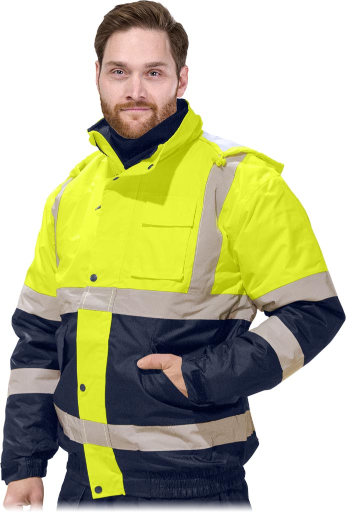 KURTKA OCHRONNA OCIEPLANA REIS BOMBERVIS; ŻÓŁTO-GRANATOWY (L)