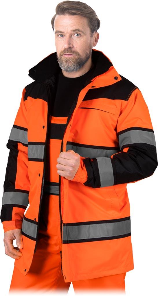 KURTKA OCHRONNA OCIEPLANA REIS MILLING-LJ; POMARAŃCZOWO-CZARNY (8XL)