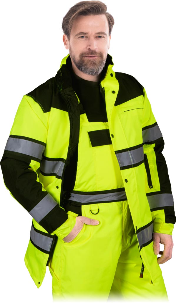 KURTKA OCHRONNA OCIEPLANA REIS MILLING-LJ; ŻÓŁTO-CZARNY (XL)