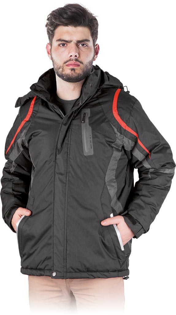 KURTKA OCHRONNA OCIEPLANA REIS WOLFRAM; CZARNO-SZARO-POMARAŃCZOWY (XL)