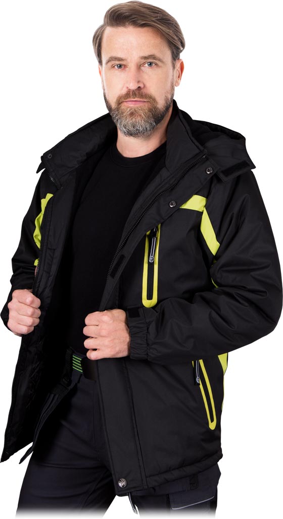 KURTKA OCHRONNA OCIEPLANA REIS HERMAN; CZARNO-SELEDYNOWY (XL)