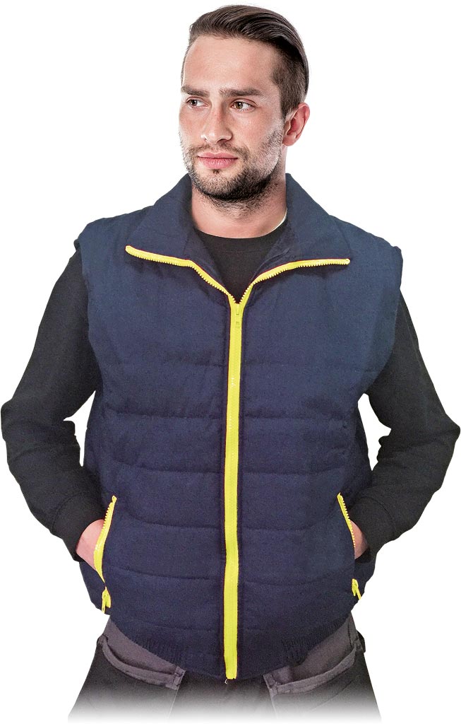 BEZRĘKAWNIK OCHRONNY OCIEPLANY REIS PERKOZ; GRANATOWO-ŻÓŁTY (XXXL)