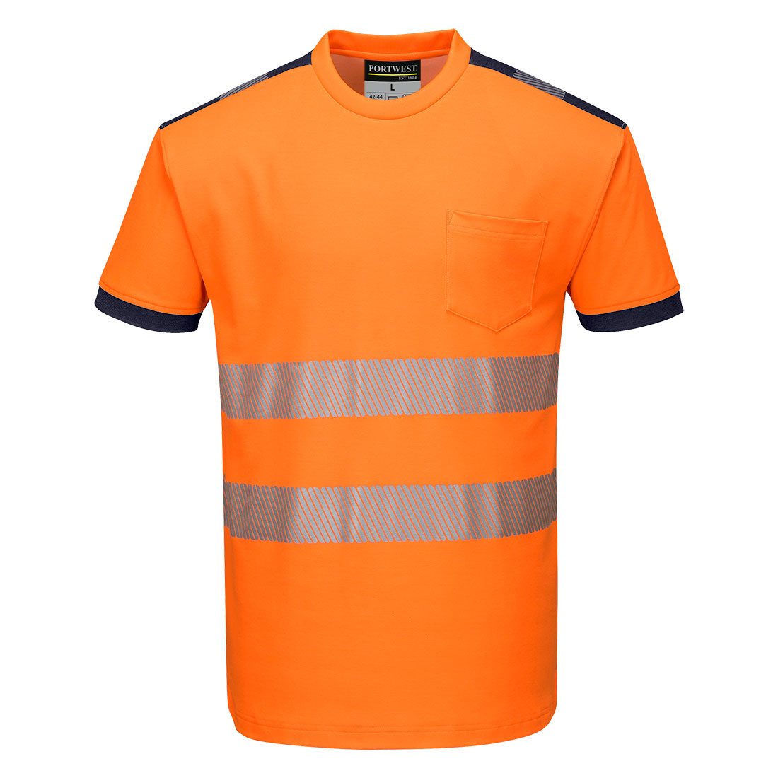 PORTWEST T181 T-SHIRT OSTRZEGAWCZY PW3 ; POMARAŃCZOWY/GRANATOWY