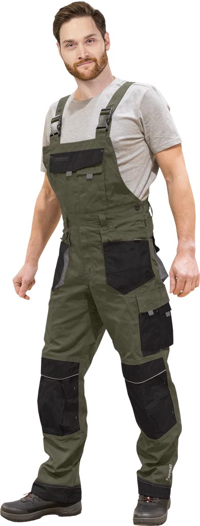 SPODNIE OCHRONNE OGRODNICZKI LHOLLMAN LH-FMN-B; KHAKI-CZARNO-SZARY