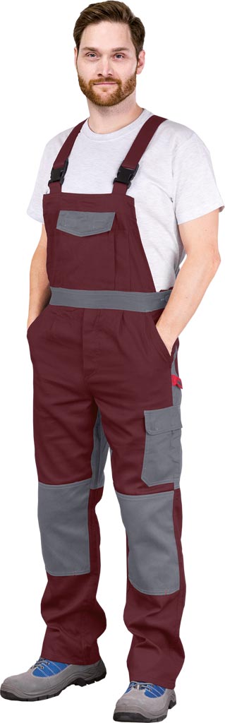 SPODNIE OCHRONNE OGRODNICZKI REIS BOMULL-B; BORDOWO-SZARY