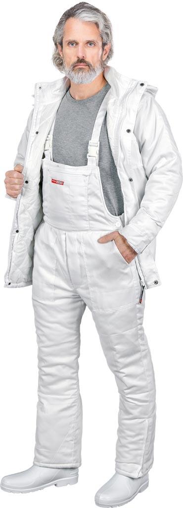 SPODNIE OCHRONNE OGRODNICZKI OCIEPLANE REIS SMO-WHITE; BIAŁY