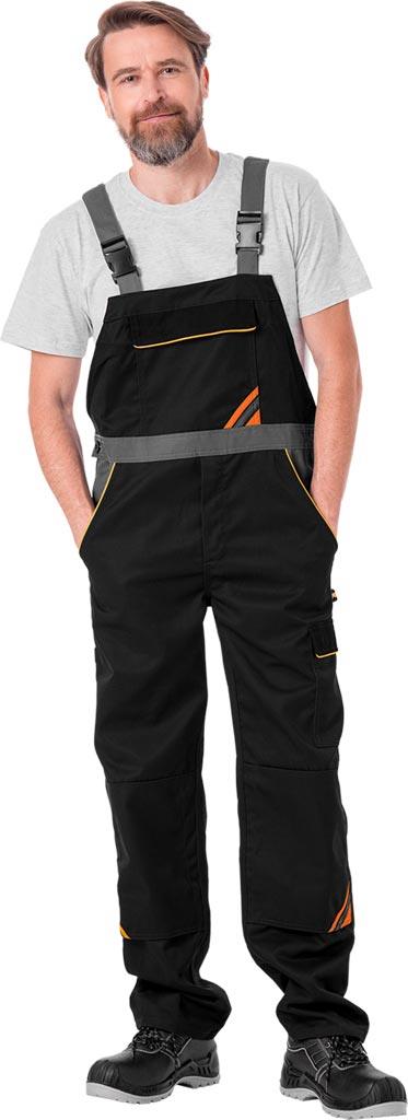 SPODNIE OCHRONNE OGRODNICZKI REIS PRO-B; CZARNO-POMARAŃCZOWO-SZARY