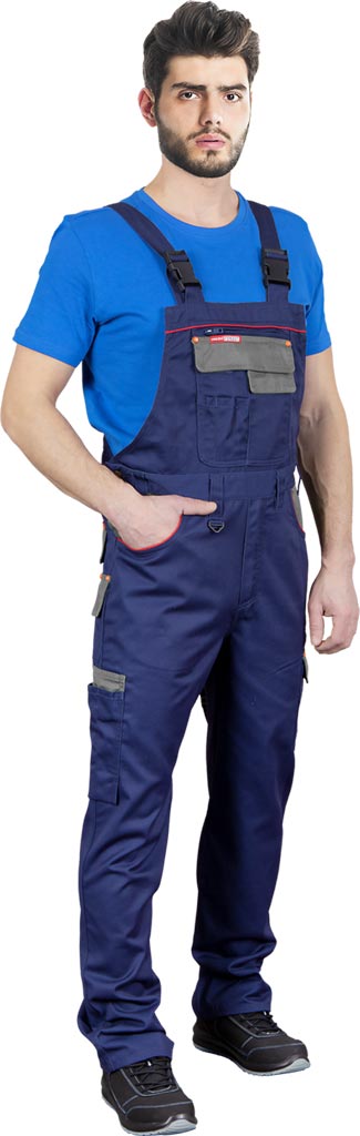 SPODNIE OCHRONNE OGRODNICZKI REIS SF; GRANATOWO-SZARY