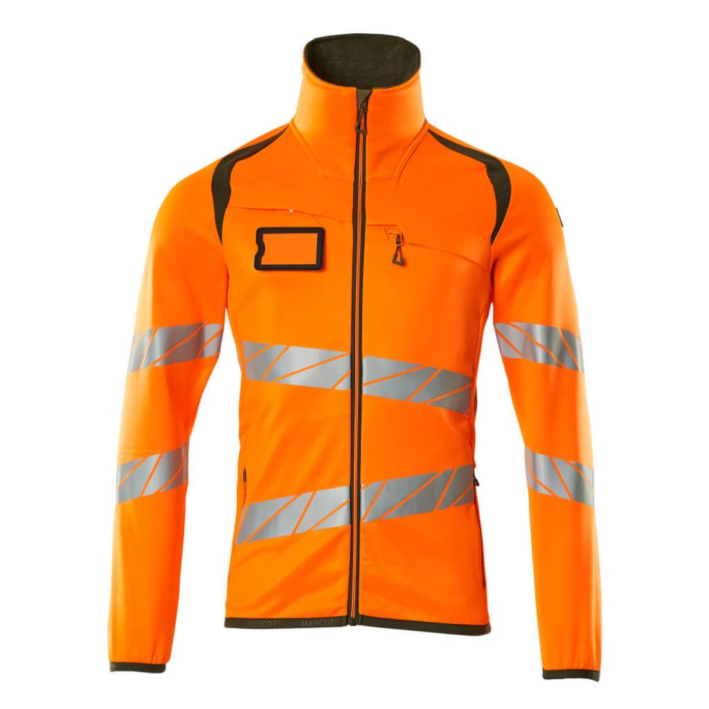 BLUZA POLAROWA Z ZAMKIEM BŁYSKAWICZNYM MASCOT ACCELERATE SAFE 19103-315; POMARAŃCZ HI-VIS/ZIELONY MECH
