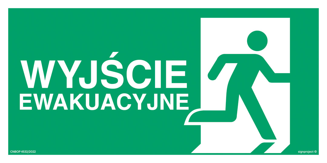 AC129 WYJŚCIE EWAKUACYJNE W PRAWO, TS - PŁYTA TD FOTOLUMINESCENCYJNA; (300X150MM)