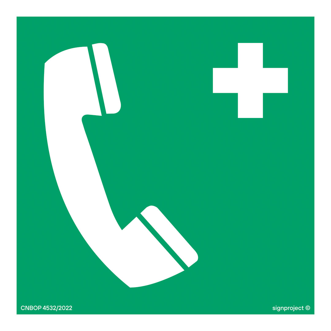 AE004 TELEFON ALARMOWY, TS - PŁYTA TD FOTOLUMINESCENCYJNA; (200X200MM)