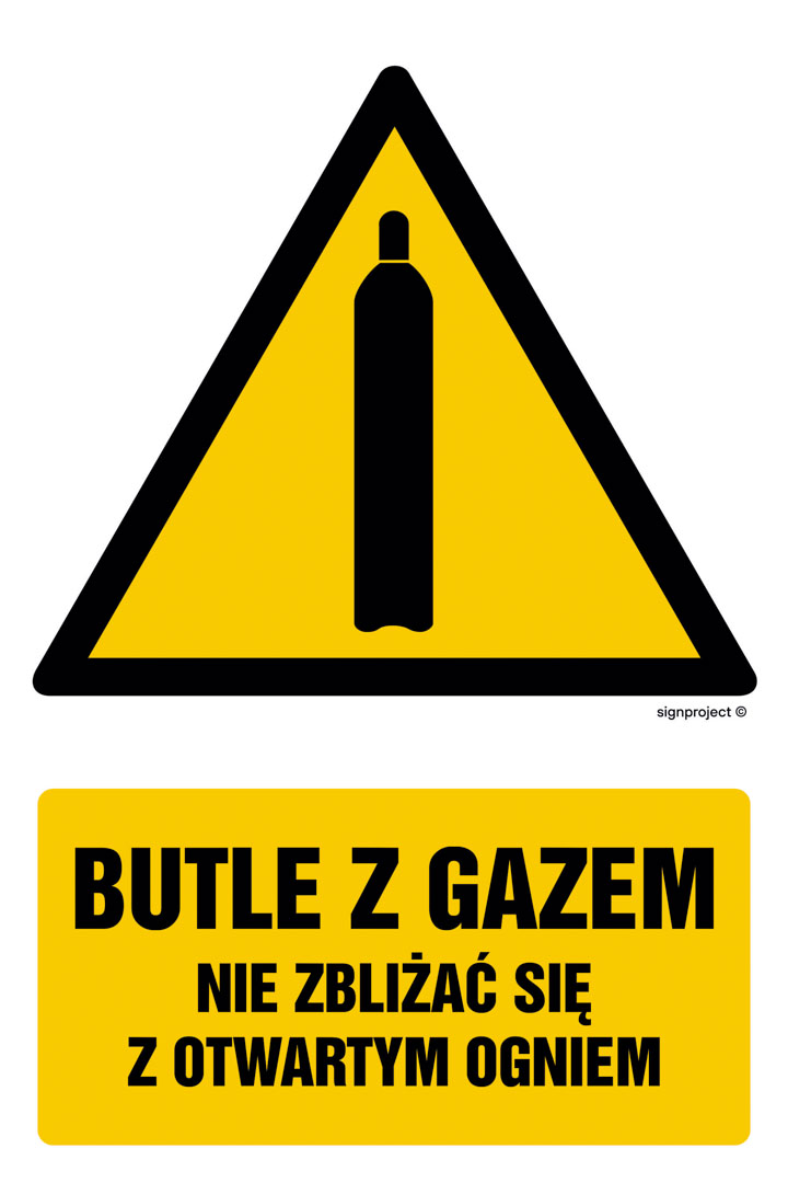 GF029 BUTLE Z GAZEM - NIE ZBLIŻAĆ SIĘ Z OTWARTYM OGNIEM, FS - FOLIA SAMOPRZYLEPNA FOTOLUMINESCENCYJNA; (100X150MM)