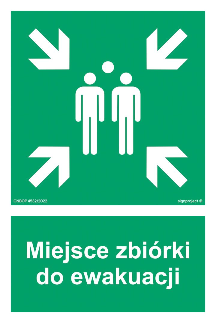 AF007 MIEJSCE ZBIÓRKI DO EWAKUACJI, PN - PŁYTA PCV 1MM; (200X300MM)