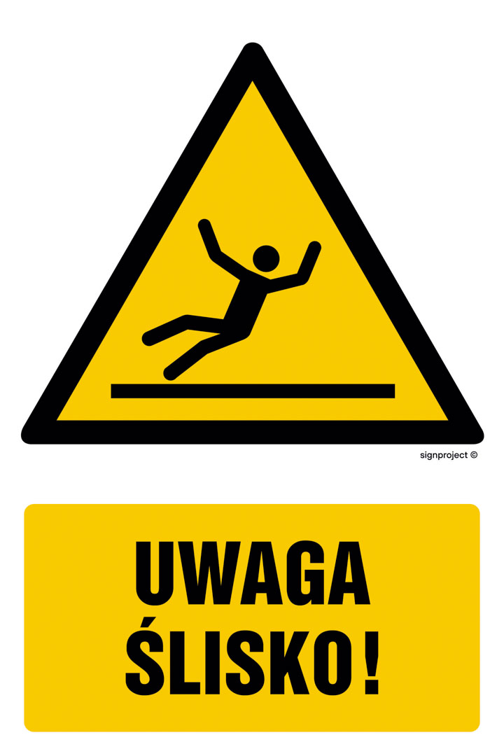 GF020 UWAGA - ŚLISKO, PN - PŁYTA PCV 1MM; (150X225MM)