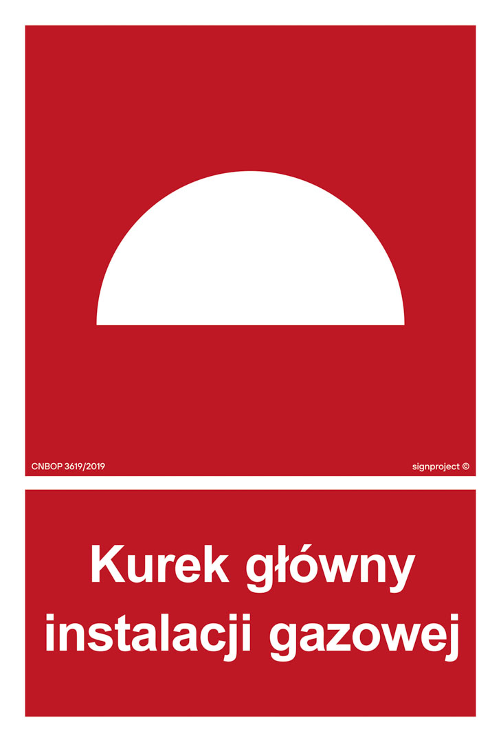 BB005 KUREK GŁÓWNY INSTALACJI GAZOWEJ, PN - PŁYTA PCV 1MM; (100X148MM)