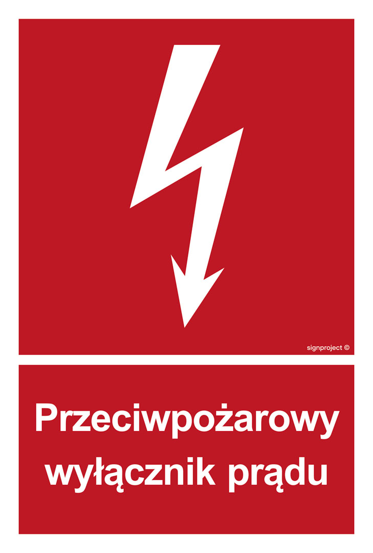 BB012 PRZECIWPOŻAROWY WYŁĄCZNIK PRĄDU, PN - PŁYTA PCV 1MM; (150X222MM)