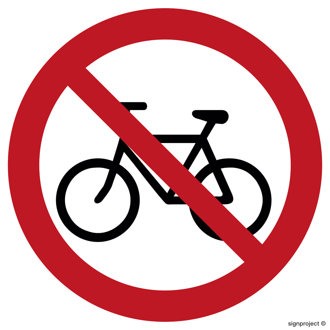 GB021 ZAKAZ WJAZDU NA ROWERZE, TS - PŁYTA TD FOTOLUMINESCENCYJNA; (250X250MM)