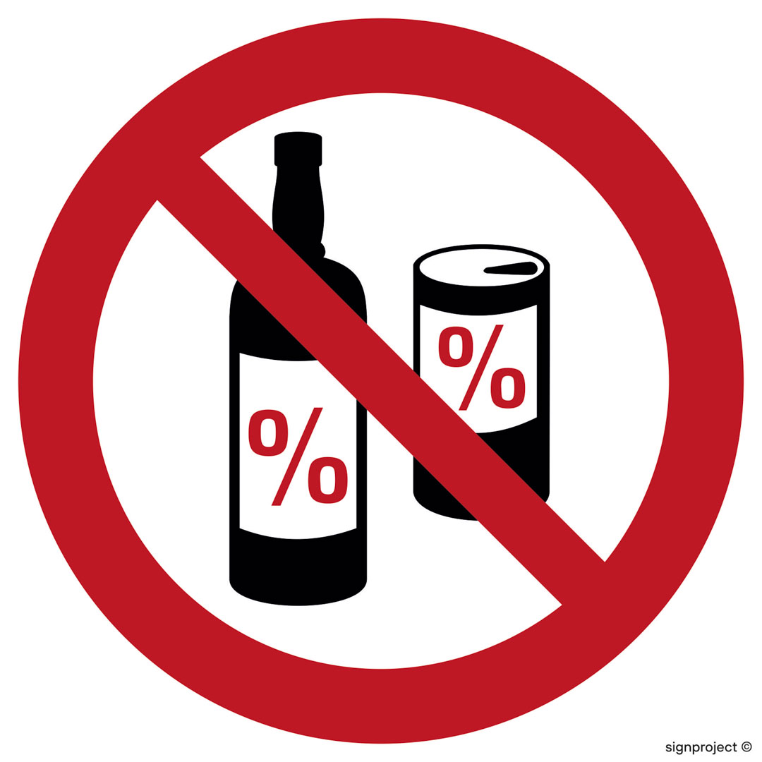 GB038 ZAKAZ SPOŻYWANIA ALKOHOLU, PN - PŁYTA PCV 1MM; (100X100MM)