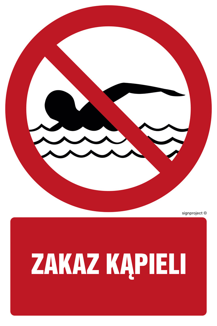 GC055 ZAKAZ KĄPIELI, PS - PŁYTA PCV 1MM FOTOLUMINESCENCYJNA; (250X375MM)