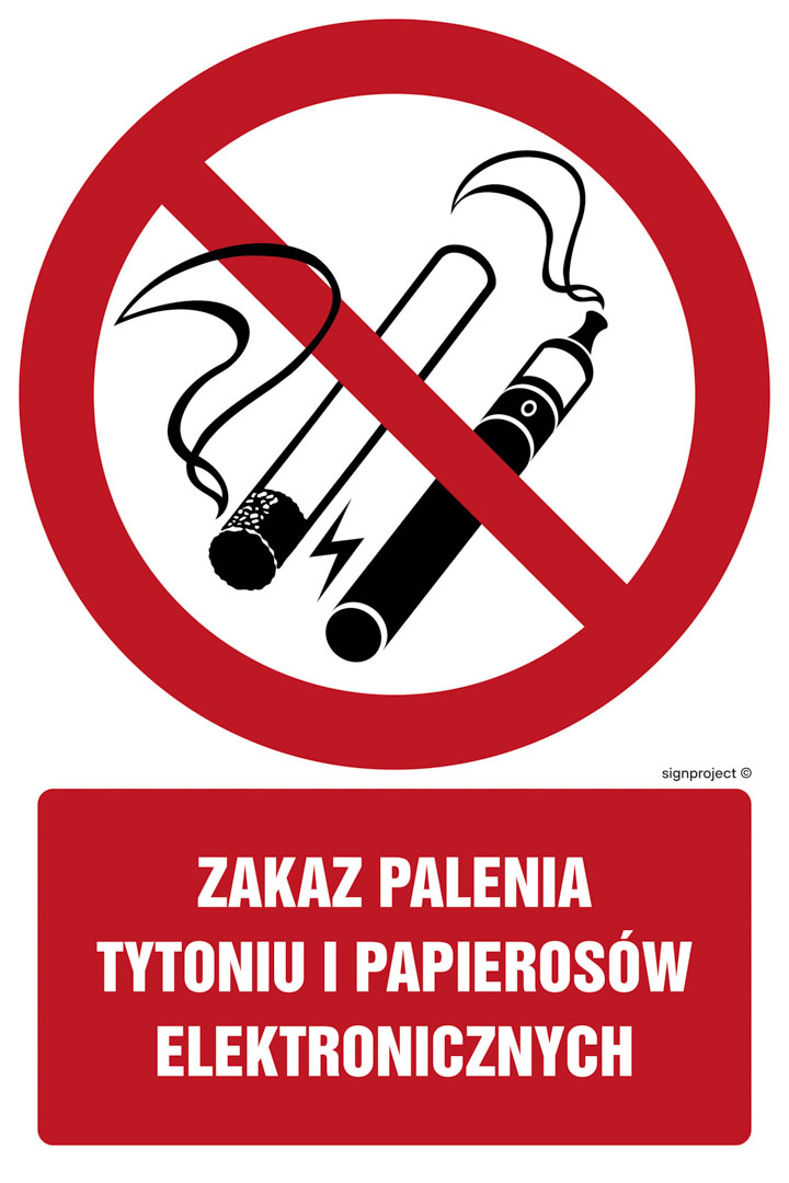 GC077 ZAKAZ PALENIA TYTONIU I PAPIEROSÓW ELEKTRONICZNYCH, FS - FOLIA SAMOPRZYLEPNA FOTOLUMINESCENCYJNA; (350X525MM)