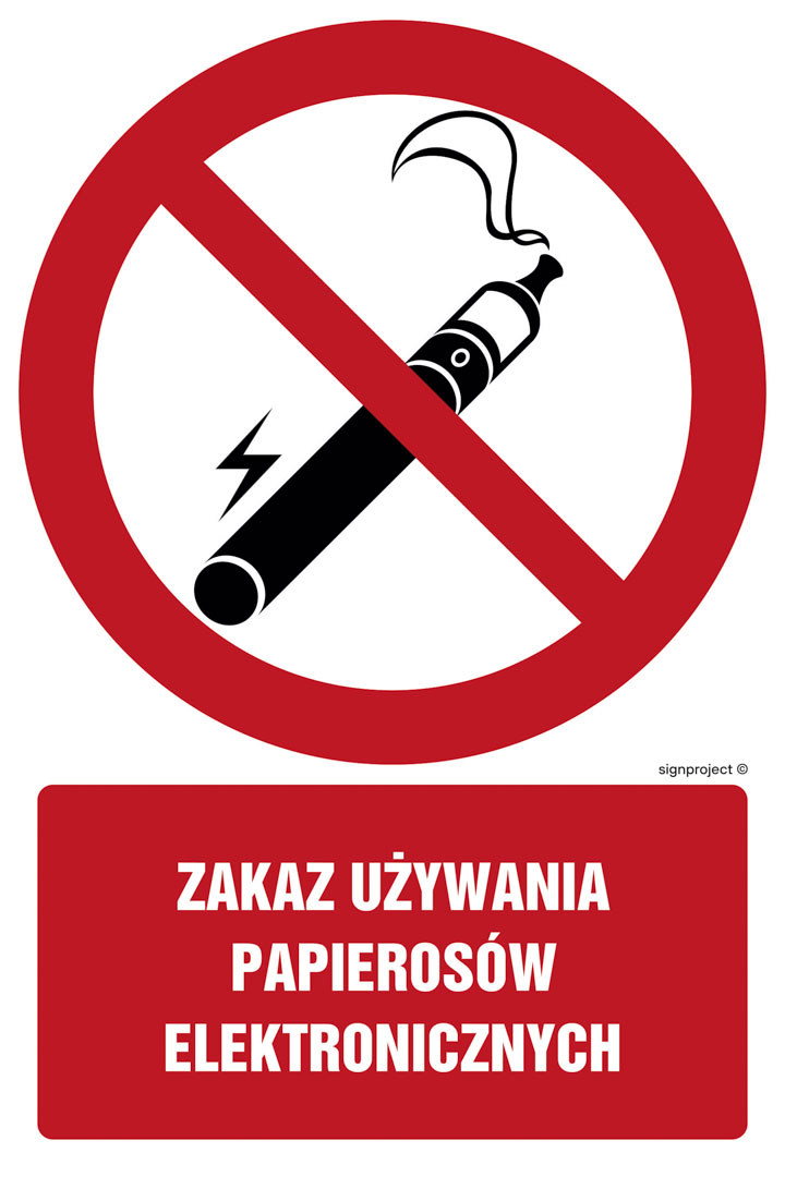 GC079 ZAKAZ UŻYWANIA PAPIEROSÓW ELEKTRONICZNYCH, PN - PŁYTA PCV 1MM; (700X1050MM)