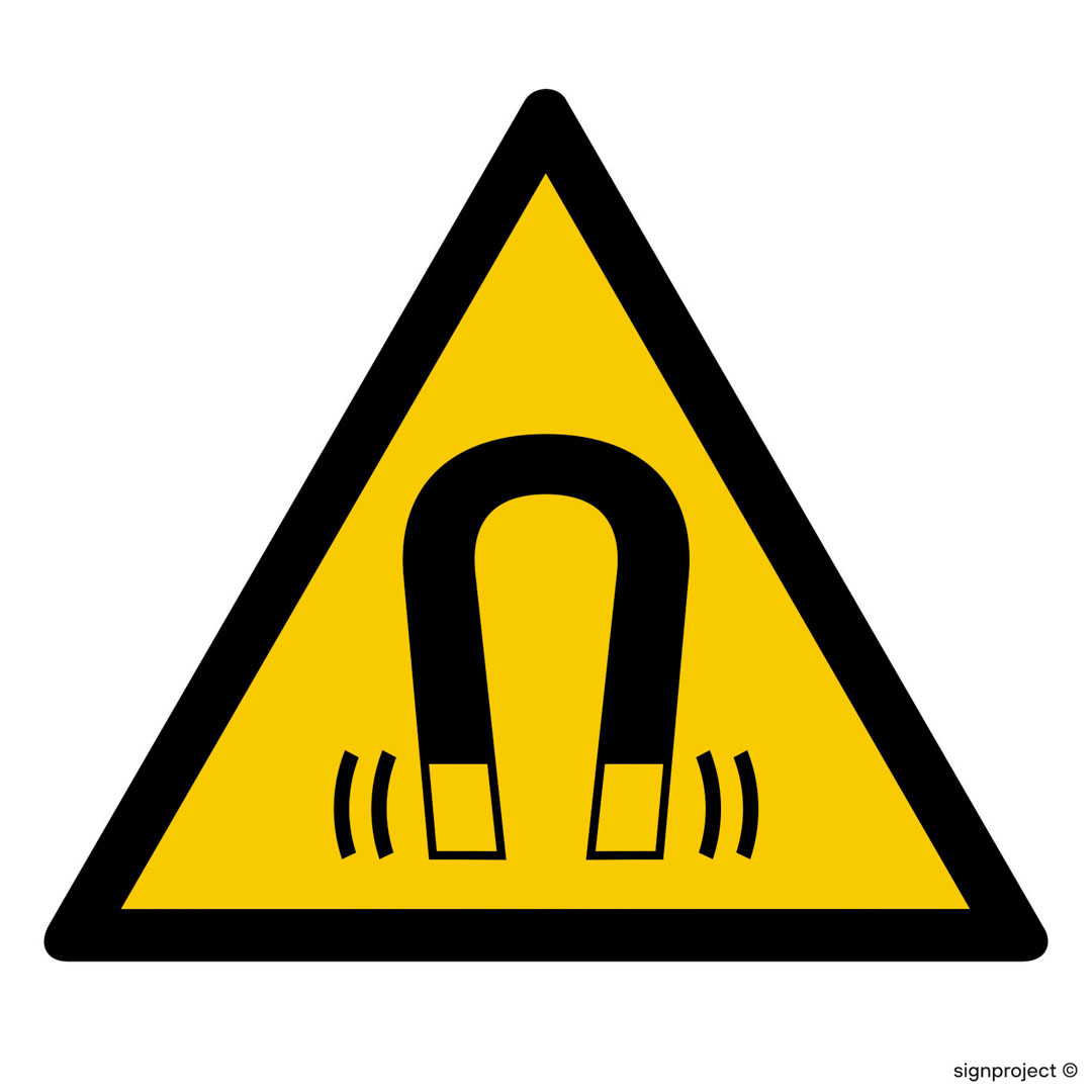 GD006 OSTRZEŻENIE PRZED SILNYM POLEM MAGNETYCZNYM, FN - FOLIA SAMOPRZYLEPNA; (100X100MM)