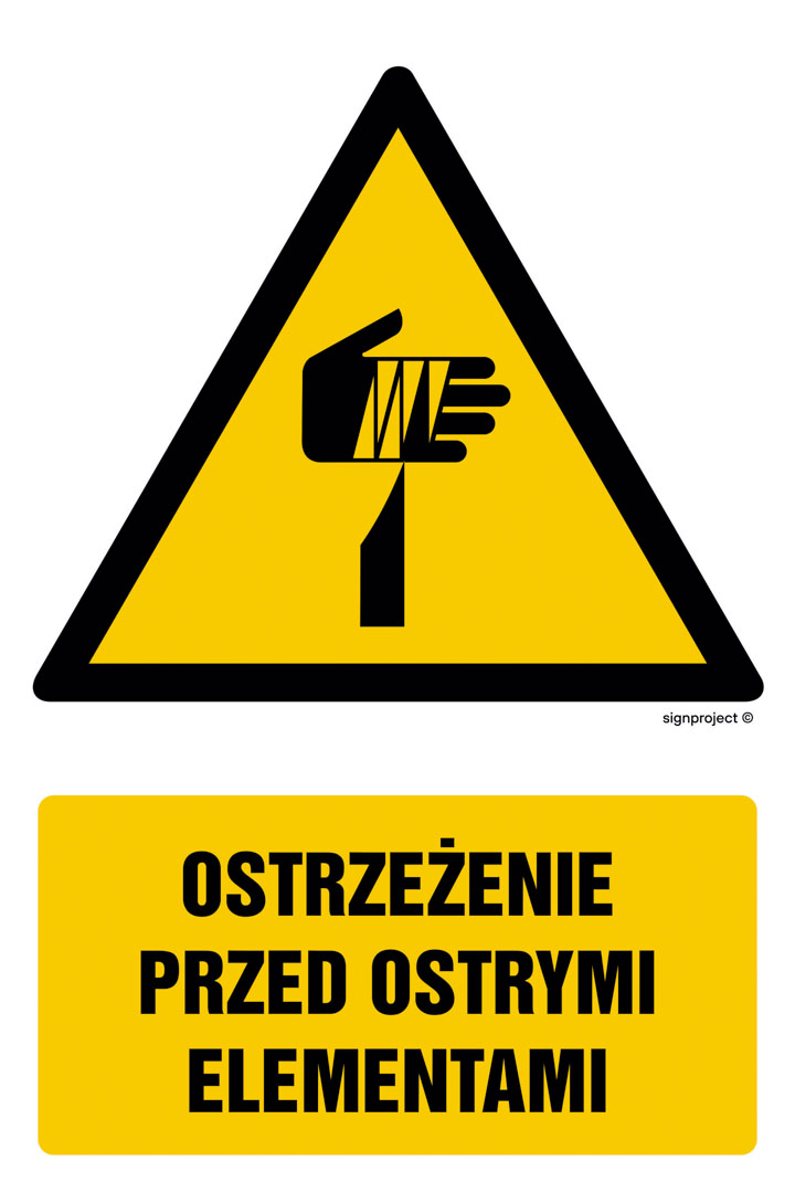 GF077 OSTRZEŻENIE PRZED OSTRYMI ELEMENTAMI, TS - PŁYTA TD FOTOLUMINESCENCYJNA; (150X225MM)