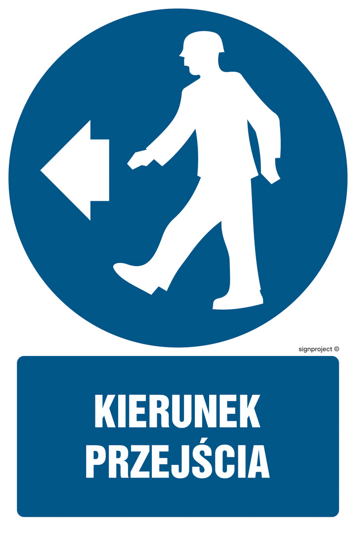 GL045 KIERUNEK PRZEJŚCIA W LEWO, PN - PŁYTA PCV 1MM; (250X375MM)