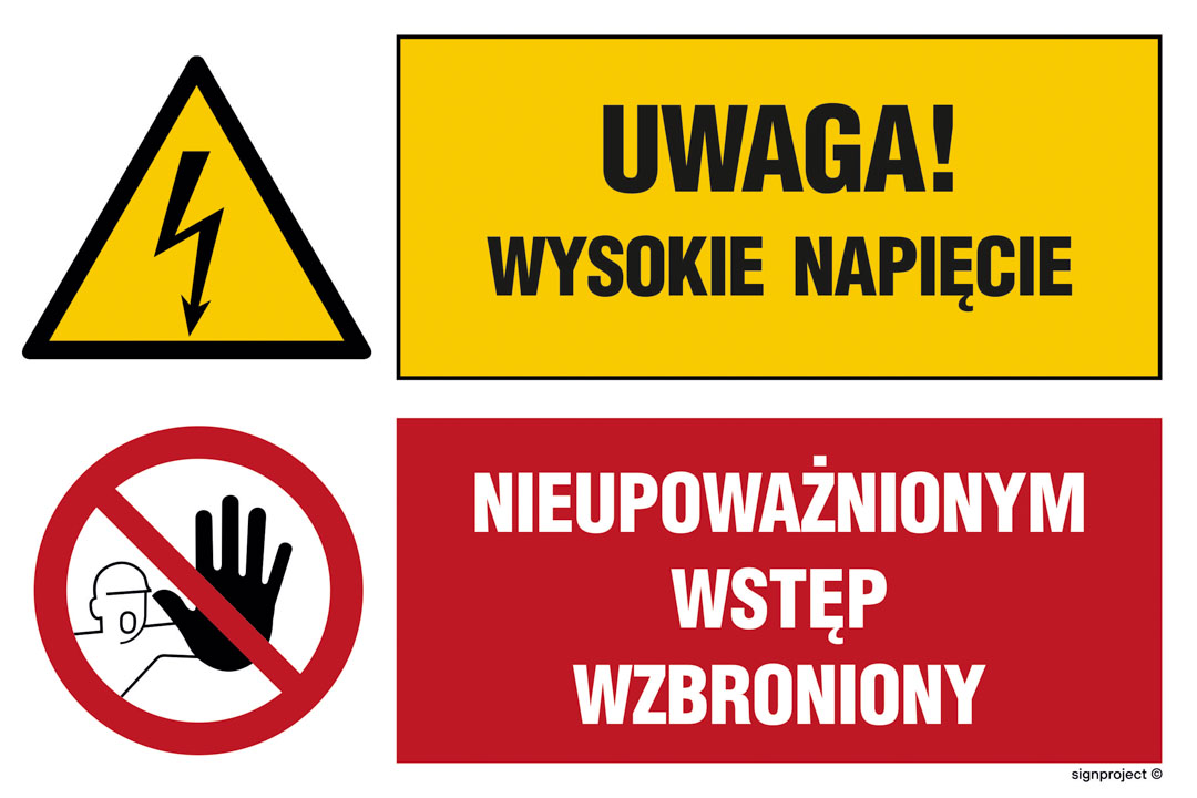 GN003 UWAGA! WYSOKIE NAPIĘCIE NIEUPOWAŻNIONYM WSTĘP WZBRONIONY, TS - PŁYTA TD FOTOLUMINESCENCYJNA; (150X100MM)