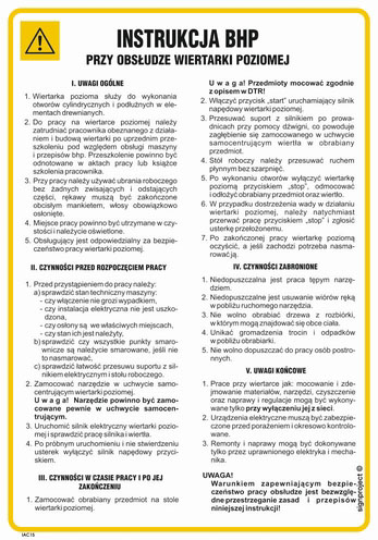 IAC16 INSTRUKCJA BHP PRZY OBSŁUDZE PRASY MECHANICZNEJ - KRAWĘDZIOWEJ, HN - PŁYTA ELASTYCZNA 0,4MM; (245X350MM)