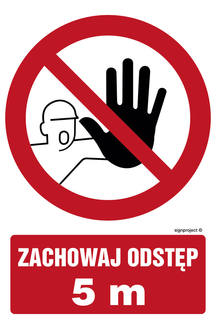 NC136 ZACHOWAJ ODSTĘP 5M, FN - FOLIA SAMOPRZYLEPNA; (450X300MM)