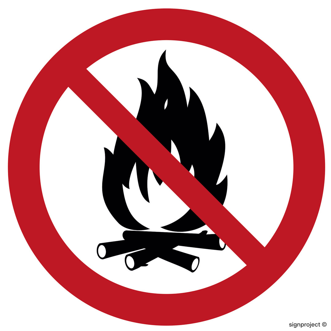 OD001 ZAKAZ ROZPALANIA OGNIA, PN - PŁYTA PCV 1MM; (200X200MM)